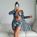 Women's High Waist Bikini Swimwear Set 3-Piece Adjustable Drawstring Floral Print Conservative Swimsuits_ecoleips.com