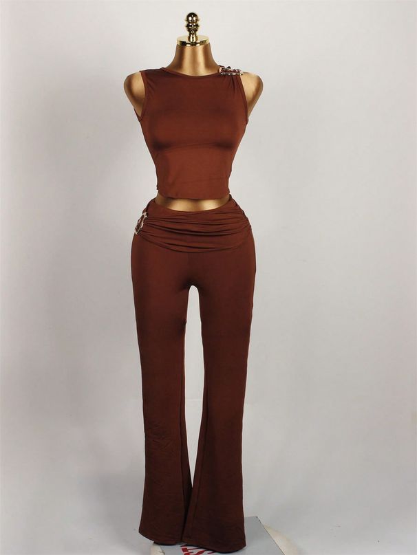 Sexy Crop Top & High-Waisted Leggings Set - Breathable Milk Silk Workout Outfit, Stretchy Polyester Spandex Gym Clothes For Women_ecoleips.com