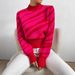 Zebra Print Sweater – Acrylic Knit Top With Round Neck & Long Sleeves (XS-XL, Red, Animal Print, Fall/Winter Fashion)_ecoleips.com