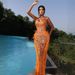 Women's Clothing Orange Feathers On Both Sides Of The Pearl Long Dress Evening Dress Temperament Name Slow Party Toast Dress_ecoleips.com