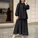 Women's Clothing Muslim Style Puff Sleeve Loose Top Big Swing Skirt_ecoleips.com
