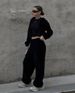 Women's Clothing Casual Suits Long Sleeved Hooded Cardigan Elastic Trousers Two Piece Suit_ecoleips.com