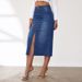 Women's Clothing Retro Non Elastic Half Length Denim Skirt Women's Mid Length Slit Half Skirt_ecoleips.com