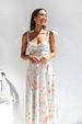 Cross-Border Foreign Trade 2024 Summer Slim Fit Waist-Cinching V-Neck Strap Printed Mid-Length Dress For Women_ecoleips.com