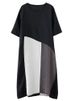 Cotton Linen Vintage Contrast Color Dresses For Women New Short Sleeve Casual Loose Long Summer Dress Elegant Clothes 2026_ecoleips.com