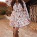 Cross-border 2024 European And American Women's Fashion Autumn V-neck Sexy Floral Print Dress_ecoleips.com