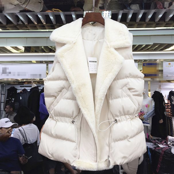 Women's Clothing 2024 Feather Cotton Vest Women's Autumn and Winter New Style Plush Thickened Outerwear Vest Middle Long Lambswool Vest Jacket_ecoleips.com
