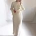 Women Elegant Pleated Midi‑Maxi Dress Flare Long Sleeve High Waist Slim‑Fit Casual Formal Party Mid‑Long Dress_ecoleips.com