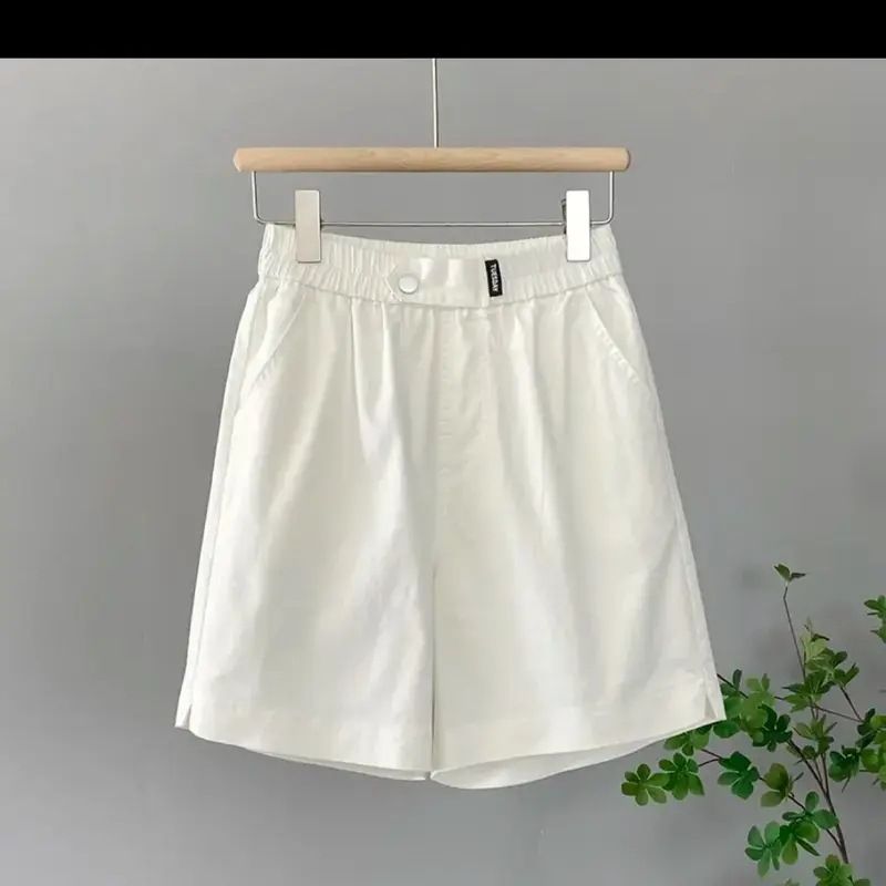 Summer Thin Ice Cotton High Waist Slimming Cargo Pants for Women Loose plus Size Versatile A-Line Casual Five Point Shorts_ecoleips.com