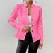 Women's Textured Blazer Jacket – Fall Trending Workwear With Button Detail, Polyester-Spandex Stretch Fit (White/Charcoal/Rose/Black/Khaki, S-Xxl)_ecoleips.com