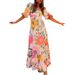 Women's Off-The-Shoulder Puff Sleeve Dress American Fashion Full Skirt Printed Spring New Arrivals Clothing_ecoleips.com