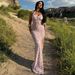 Women Sexy Fashion Floral Print Dress Lace Up Backless Slim Fit Bodycon Split Long Dress For Summer Party Dating_ecoleips.com