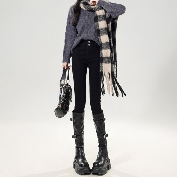 High-waisted Women's Jeans 2026 New Style, Stretchy, Slimming, Height-enhancing, Tight-fitting, Skinny, Fleece-lined,_ecoleips.com