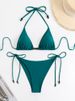 Women's Solid Color Strappy Two-Piece Swimsuit Sexy Playful Fair Skin Brightening Bikini Set_ecoleips.com