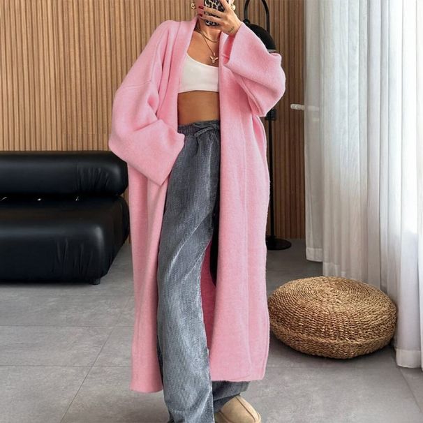 Diyun European And American Fashion Long Sleeve Wool Trench Coat Sweater Women's Clothing 2025 Autumn_ecoleips.com