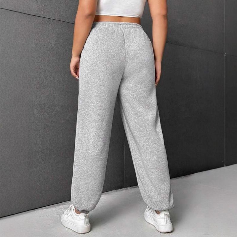 Women's Fleece Lined Casual Sports Sweatpants Loose Fit Winter Clothing European American Style Independent Store_ecoleips.com