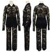 Women's Clothing Sexy Lace Patterned Lace-Trimmed Sheer Blazer & Pants Set – Long Sleeve Sexy Office-to-Club Outfit (Black/White, S-XXL)_ecoleips.com