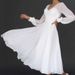 Elegant Long Sleeve Chiffon Maxi Dress With Deep V-Neck & Flowy Hem For Women - Sexy Evening Gown & Party Dress (Available In S-XXL, White)_ecoleips.com