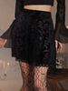 Autumn/Winter High-Waisted Slimming Short Skirt Gold Velvet Embossed Lace Hem A-Line Gothic Style For Women_ecoleips.com