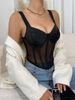 Lace Camisole Push Up Fishbone Bra See Through Mesh Wrap Corset Underwire Waist For Women Hot Girl_ecoleips.com