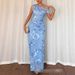 Women's Fashion Long Dress Irregular Neckline Slim Fit Three Dimensional Floral Sleeveless Cross Border Trade_ecoleips.com