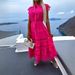 Elegant Lace Trim Wrap Dress With Belt – Flowy Maxi Dress For Women (Black/White/Beige/Rose/Blue, S-XL)_ecoleips.com