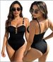Women's Clothing One Piece Swimsuit Simple Black White Elegant Goddess Design Women's Clothing Quick-Dry Polyester, Modest Coverage_ecoleips.com