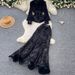 Women's French Style Sequined Mesh Pleated Two Piece Set With Fitted Waist Elegant Sophisticated Look For Spring Autumn_ecoleips.com