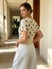 Polka Dot Rib V Neck Knit Top, Soft Breathable Loose Blouse_ecoleips.com