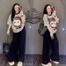Women's Striped Lounge Set - Flowy Wide Leg Pants & Comfortable Tee Two Piece Outfit_ecoleips.com