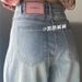 American-style Personalized Leather Patch Loose Slimming Women's Jeans, Spring And Autumn Straight High-waisted_ecoleips.com