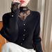 Aria Basics Aria Basics European American Style 2025 Spring Autumn Women's Lace Patchwork Sweater With Stacked Collar, Fashionable And Versatile_ecoleips.com