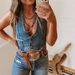 Women's Sexy Sleeveless V-Neck Denim Vest Single-Breasted Elegant Fashion Top For Spring/Autumn Summer_ecoleips.com