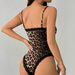 Y2K Animal Print Bodysuit - Stretch Lace Camisole Jumpsuit For Women, Fashion Sling Dress With Adjustable Straps_ecoleips.com