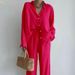 Women's Clothing Fashion Women's Solid Color Suit Temperament Long Sleeved Top Straight Pants Two Piece Suit_ecoleips.com