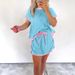 Summer Women's Color Block Drop Shoulder T-Shirt Skirt And Pants Set Style_ecoleips.com