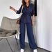 Women's Clothing Autumn Fashion Loose Casual Solid Color Drawstring Patch Pocket Button Suit_ecoleips.com