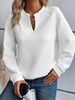 2026 Autumn And Winter New Women's Solid Color Casual Notch Neck V-shaped Long-sleeved Sweatshirt_ecoleips.com