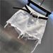 European Brand High-Waisted Ripped Denim Mini Skirt White Spring/Summer New Arrivals Anti-Exposure Sexy Hot Girl Skirt_ecoleips.com