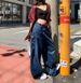 American-style New Arrivals|Japanese-inspired Youthful Vibe|Street-style Curved Hem Jeans With Patchwork Design,_ecoleips.com