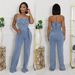 Women's Clothing Strapless Slim Fit Elastic Washed Denim Jumpsuit For Women Wide Leg Pants For Formal & Casual For Women_ecoleips.com