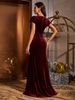 Elegant Burgundy Evening Dress – Sleeveless V-Neck Slit Maxi Dress With Embroidered Hem & Stretch Fabric (Sizes S-L, High Waist, Flattering Fit )_ecoleips.com