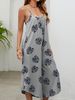Women's Suspender Pocket Printed Jumpsuit Cropped Pants_ecoleips.com