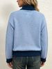 Contrast Ribbed Knit Sweater, Half Zip Pullover_ecoleips.com