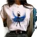 European And American Clothing, Round Neck, Casual Spring-summer Printed Watercolor Ballet Girl T-shirt, Women's Short_ecoleips.com