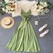 Elegant Back-Tie Maxi Dress – Flowy V-Neck Sundress With Adjustable Waist (5 Colors, S-XL)_ecoleips.com