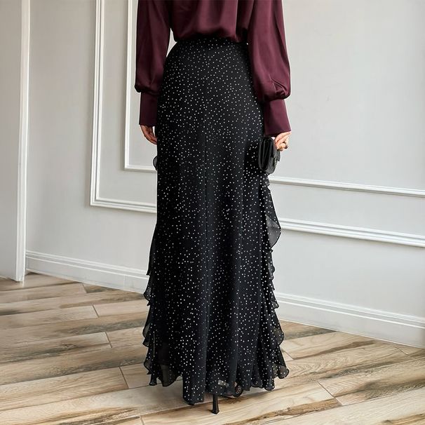 DiYun European And American Casual Vacation Polka Dot Lace Long Skirt Women's Clothing 2025 Autumn/Winter_ecoleips.com