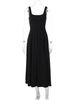 Hugcitar Elegant Square Collar Straps Backless Sexy Slim Pleated Midi Dress Summer Women Fashion Clothes Birthday Party Vacation_ecoleips.com