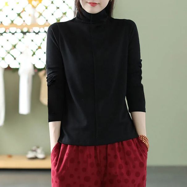 Derong 2026 Autumn/Winter Semi-High-Neck Long-Sleeved T-Shirt Women's Underwear, Large Size, Fit-Fitting, Warmth-Enhan_ecoleips.com