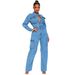 Women's Clothing Elastic Bell Bag Washed Denim Jumpsuit Jumpsuit Flared Pants Overalls_ecoleips.com